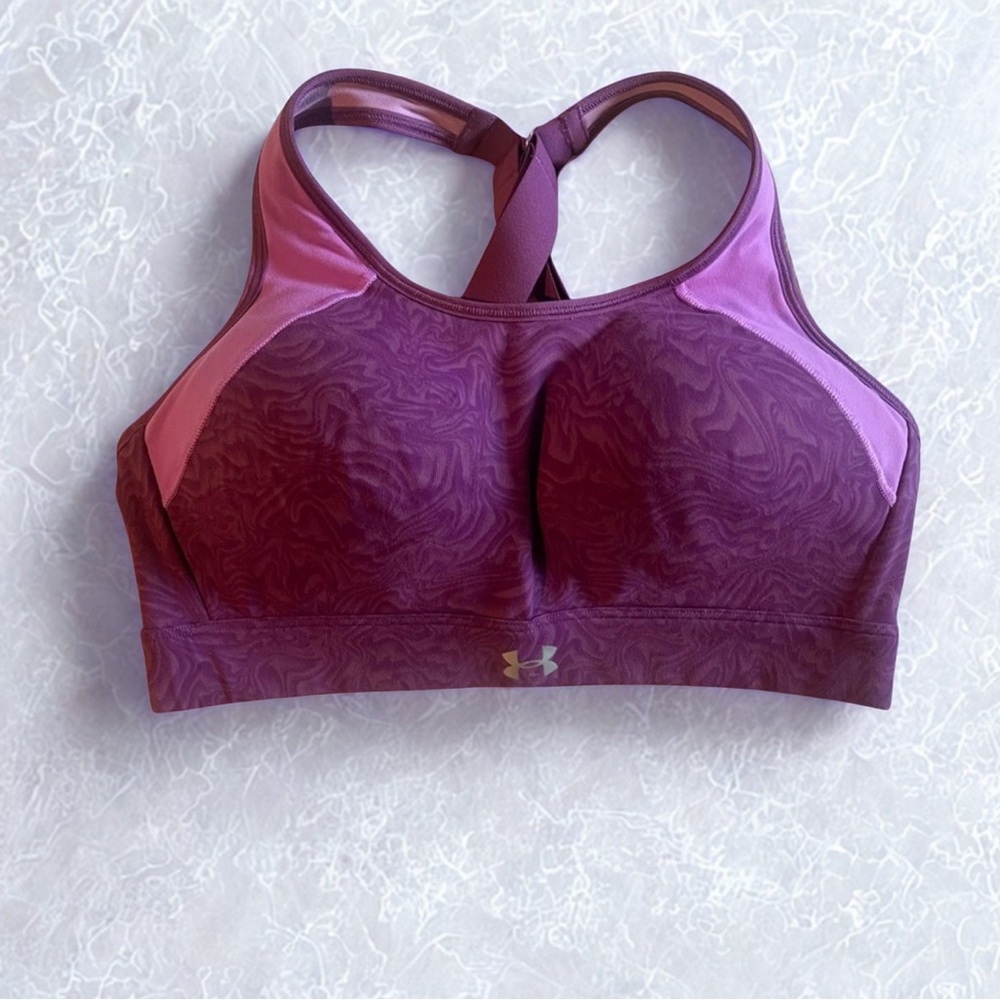 Under Armour High Support Sports Bra Women’s Medium Purple Pink Crossback NWT
